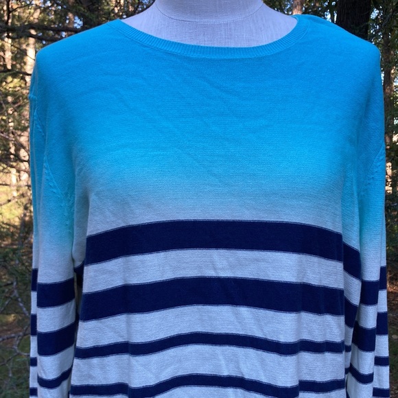 NWT Guess blue/white striped knit top Sz XXL - Picture 2 of 7